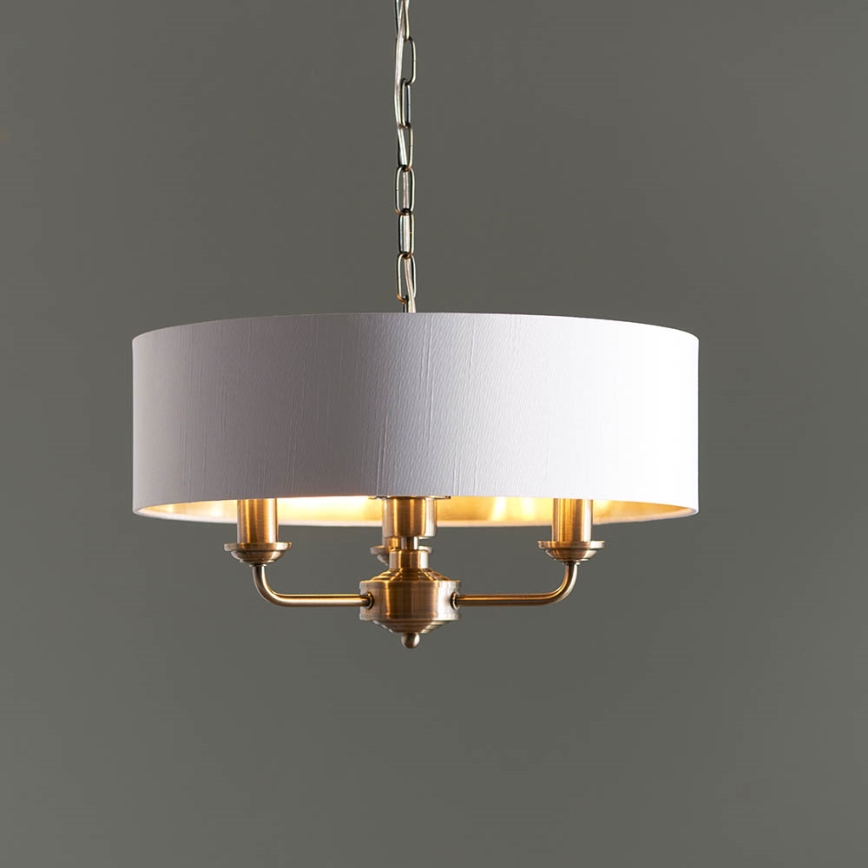 Endon 98934 - Lustra ar ķēdi HIGHCLERE 3xE14/40W/230V balta/misiņš