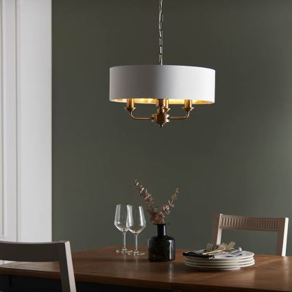 Endon 98934 - Lustra ar ķēdi HIGHCLERE 3xE14/40W/230V balta/misiņš