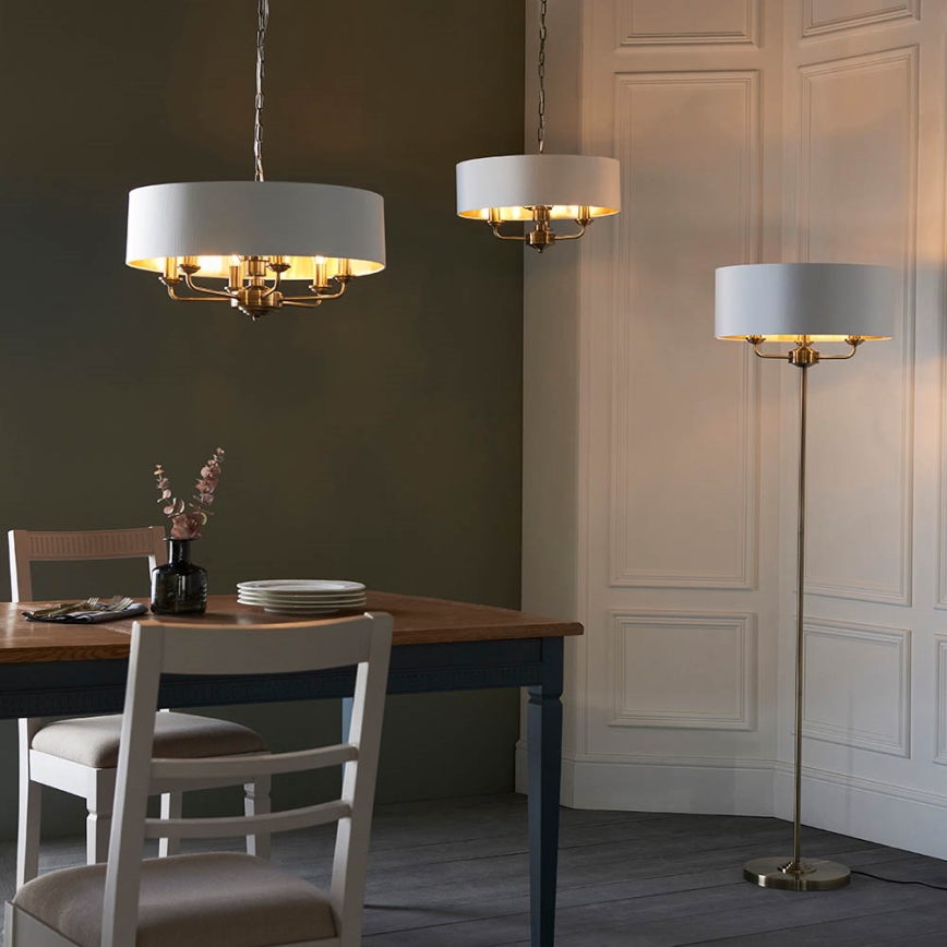 Endon 98934 - Lustra ar ķēdi HIGHCLERE 3xE14/40W/230V balta/misiņš