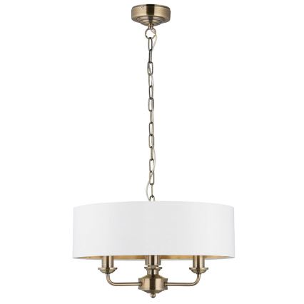Endon 98934 - Lustra ar ķēdi HIGHCLERE 3xE14/40W/230V balta/misiņš