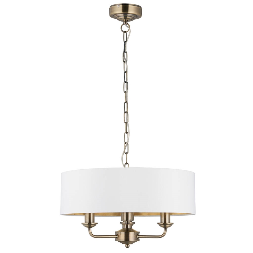 Endon 98934 - Lustra ar ķēdi HIGHCLERE 3xE14/40W/230V balta/misiņš