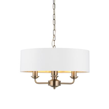 Endon 98934 - Lustra ar ķēdi HIGHCLERE 3xE14/40W/230V balta/misiņš