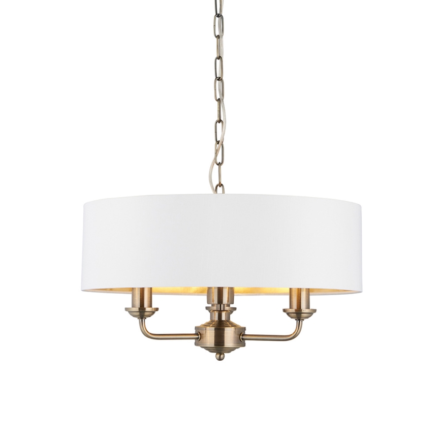 Endon 98934 - Lustra ar ķēdi HIGHCLERE 3xE14/40W/230V balta/misiņš