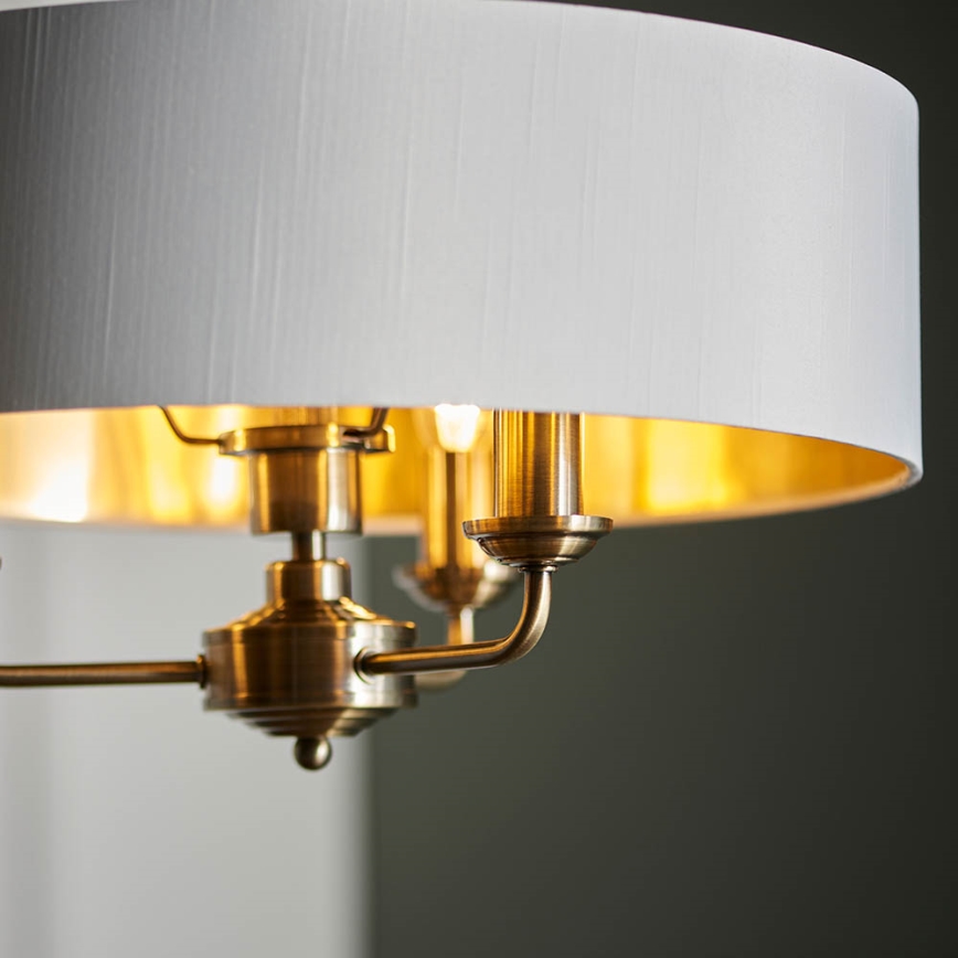 Endon 98934 - Lustra ar ķēdi HIGHCLERE 3xE14/40W/230V balta/misiņš