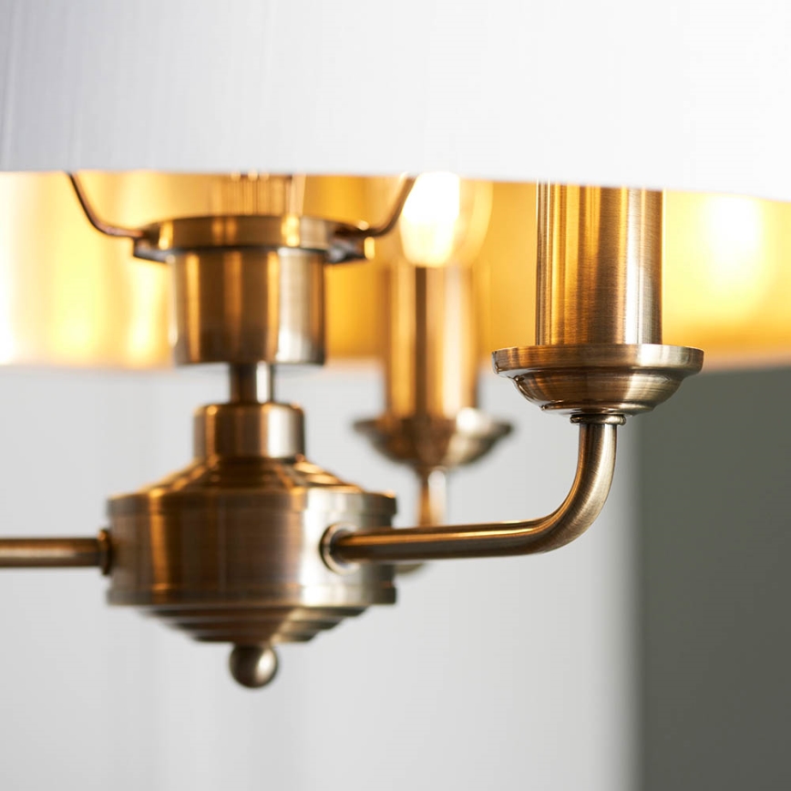 Endon 98934 - Lustra ar ķēdi HIGHCLERE 3xE14/40W/230V balta/misiņš