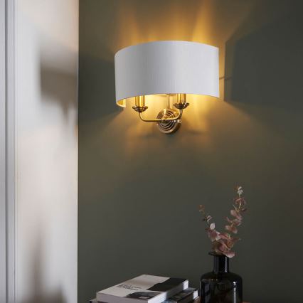 Endon 98937 - Sienas lampa HIGHCLERE 2xE14/40W/230V balta/misiņš