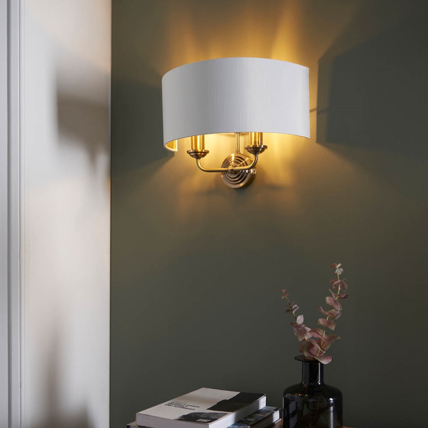 Endon 98937 - Sienas lampa HIGHCLERE 2xE14/40W/230V balta/misiņš