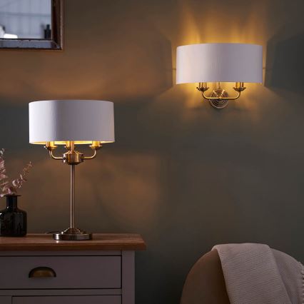 Endon 98937 - Sienas lampa HIGHCLERE 2xE14/40W/230V balta/misiņš