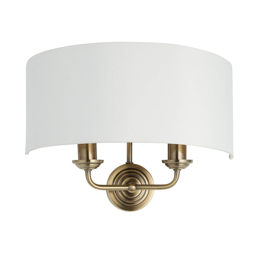Endon 98937 - Sienas lampa HIGHCLERE 2xE14/40W/230V balta/misiņš