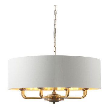 Endon 98938 - Lustra uz ķēdes HIGHCLERE 8xE14/40W/230V Ø 70 cm balta/misiņš