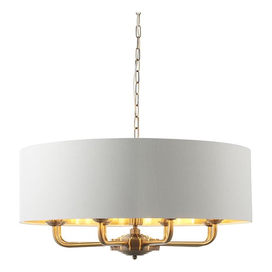Endon 98938 - Lustra uz ķēdes HIGHCLERE 8xE14/40W/230V Ø 70 cm balta/misiņš