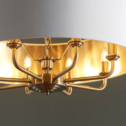 Endon 98938 - Lustra uz ķēdes HIGHCLERE 8xE14/40W/230V Ø 70 cm balta/misiņš