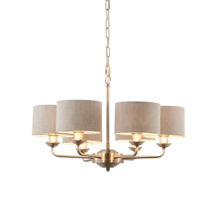 Endon 99151 - Pakaramā lustra ar ķēdi HIGHCLERE 6xE14/28W/230V, pelēka / matēta hroma apdare, Ø 53 cm