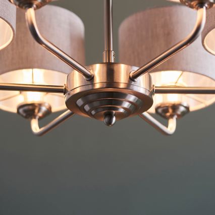 Endon 99151 - Pakaramā lustra ar ķēdi HIGHCLERE 6xE14/28W/230V, pelēka / matēta hroma apdare, Ø 53 cm