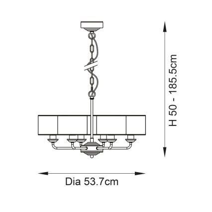 Endon 99151 - Pakaramā lustra ar ķēdi HIGHCLERE 6xE14/28W/230V, pelēka / matēta hroma apdare, Ø 53 cm