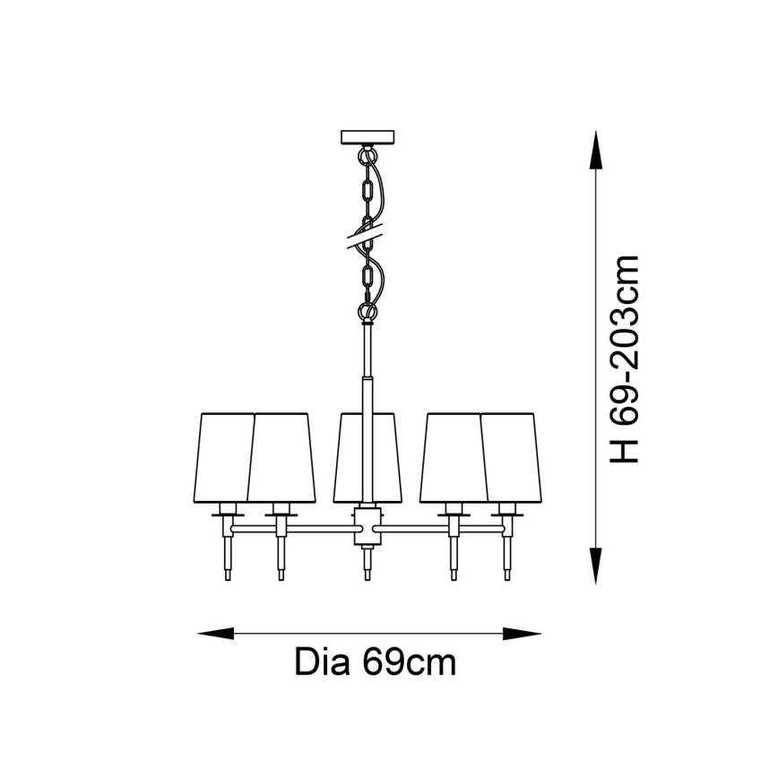 Endon 99457 - Karājošs lustrs ar ķēdi 5xE14/6W/230V spīdīgs hroms/balts