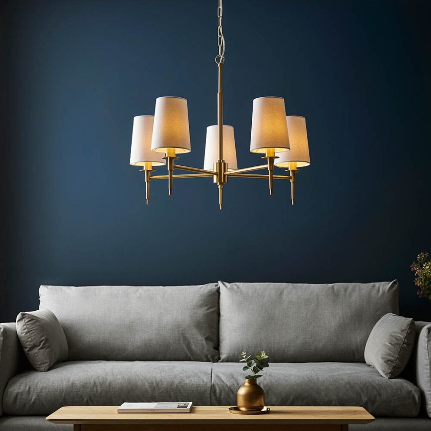 Endon 99458 - Lustra uz ķēdes 5xE14/6W/230V zelta/balta