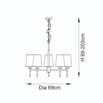 Endon 99458 - Lustra uz ķēdes 5xE14/6W/230V zelta/balta