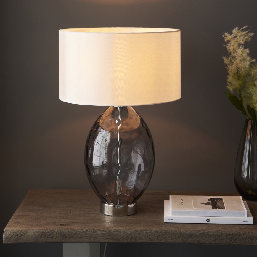 Endon 99581 - Regulējama galda lampa ERIN 1xE27/10W/230V krēmkrāsa/matēts hroms/dūmaina melna