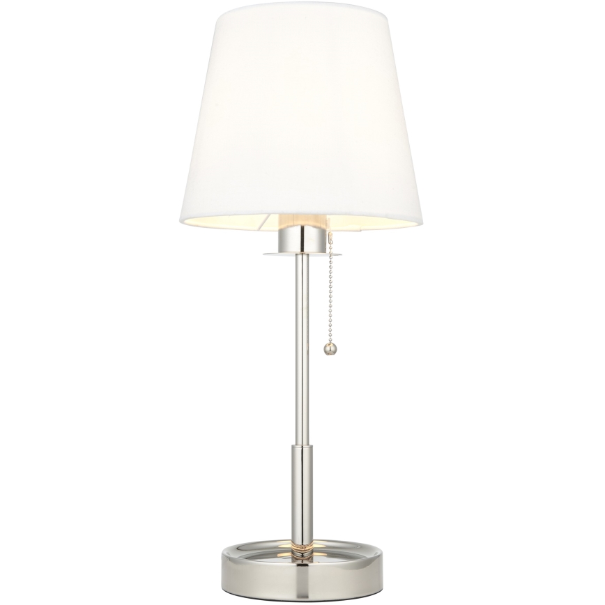 Endon 99596 - Galda lampa 1xE27/10W/230V, balta ar spīdīgu hroma apdari