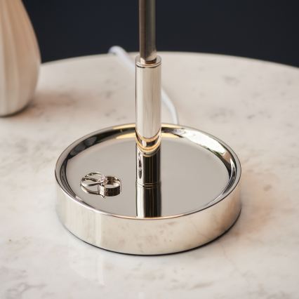 Endon 99596 - Galda lampa 1xE27/10W/230V, balta ar spīdīgu hroma apdari