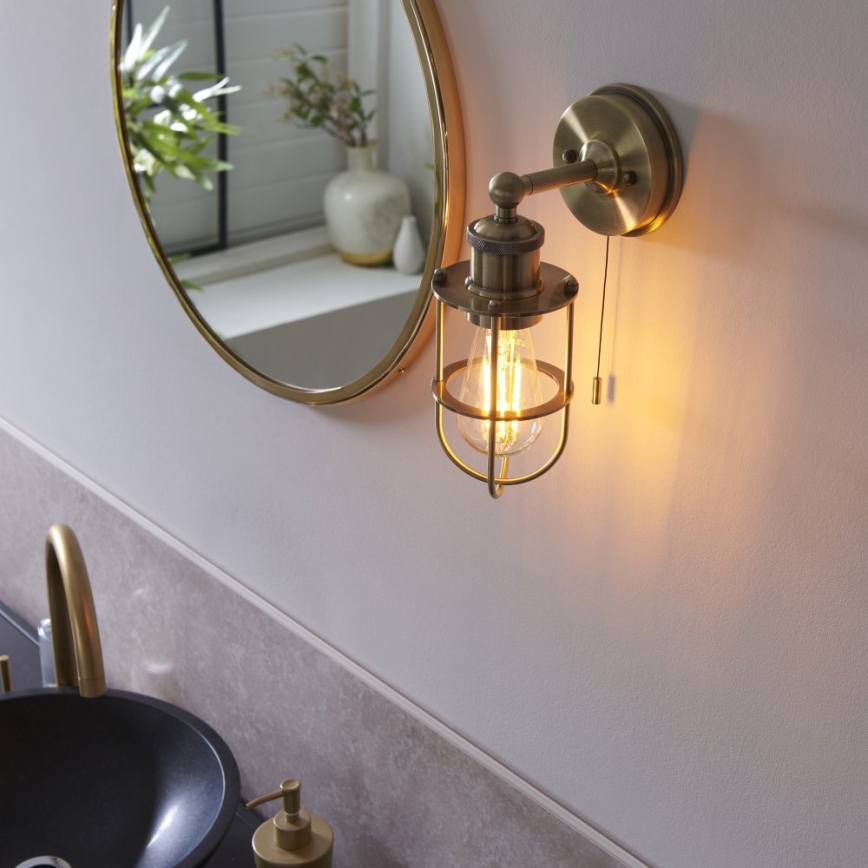 Endon 99952 - Vannas istabas sienas lampa CREW 1xE27/6W/230V IP44 misiņš