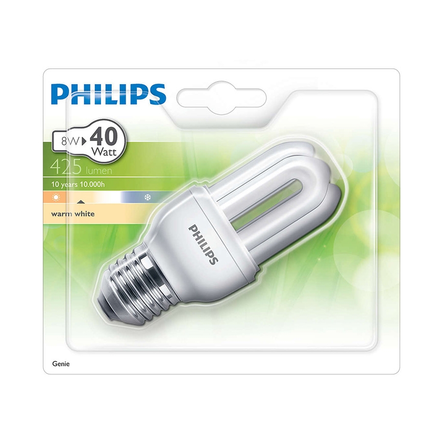 Enerģiju taupoša spuldze PHILIPS E27/8W/230V 2700K - GENIE