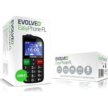Evolveo - EasyPhone FL, mobilais tālrunis senioriem, melns