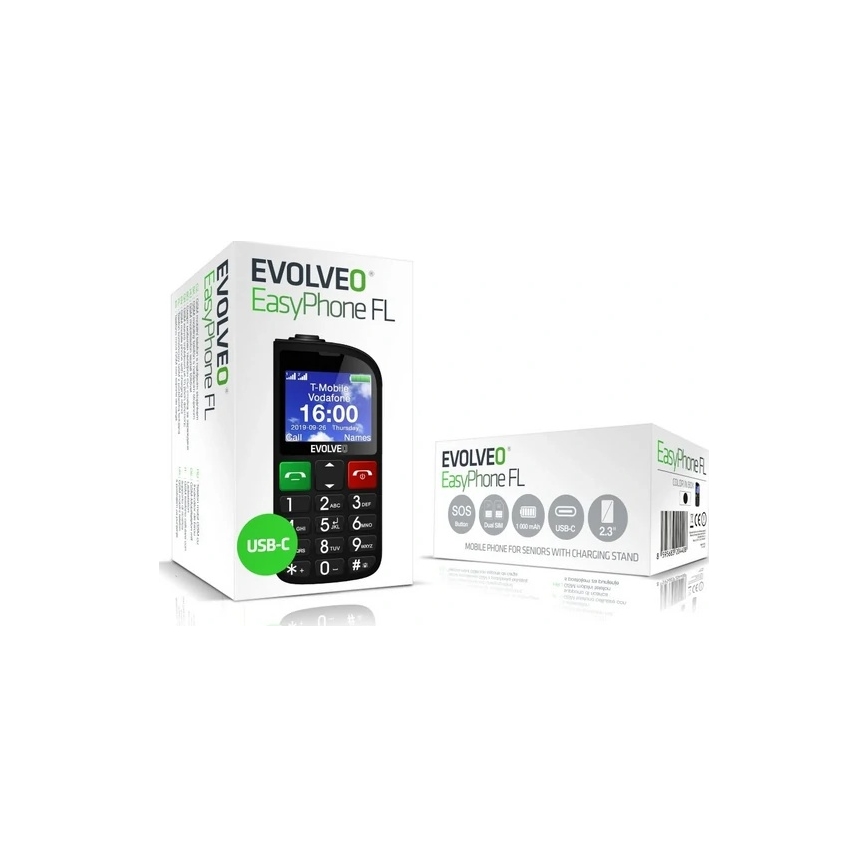 Evolveo - EasyPhone FL, mobilais tālrunis senioriem, melns