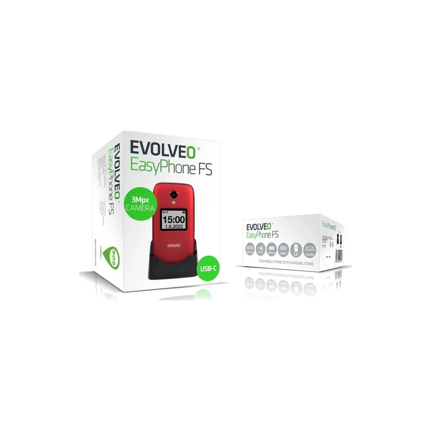 Evolveo - EasyPhone FS, atlokāms mobilais tālrunis 2.8, sarkans