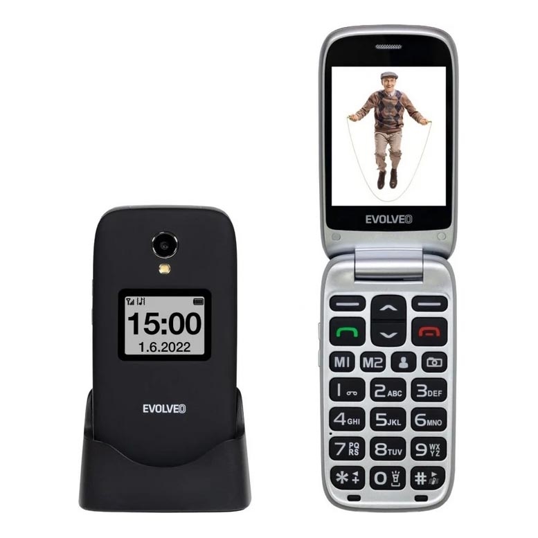 Evolveo - EasyPhone FS atverams mobilais tālrunis senioriem 2.8 melns