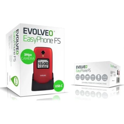 Evolveo - EasyPhone FS locāms mobilais tālrunis senioriem 2.8 sarkans