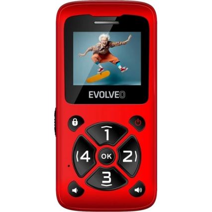 Evolveo - EasyPhone ID sarkans mobilais tālrunis senioriem