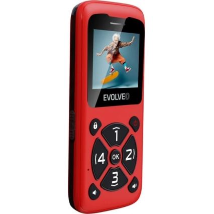 Evolveo - EasyPhone ID sarkans mobilais tālrunis senioriem