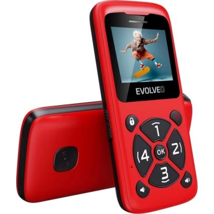 Evolveo - EasyPhone ID sarkans mobilais tālrunis senioriem