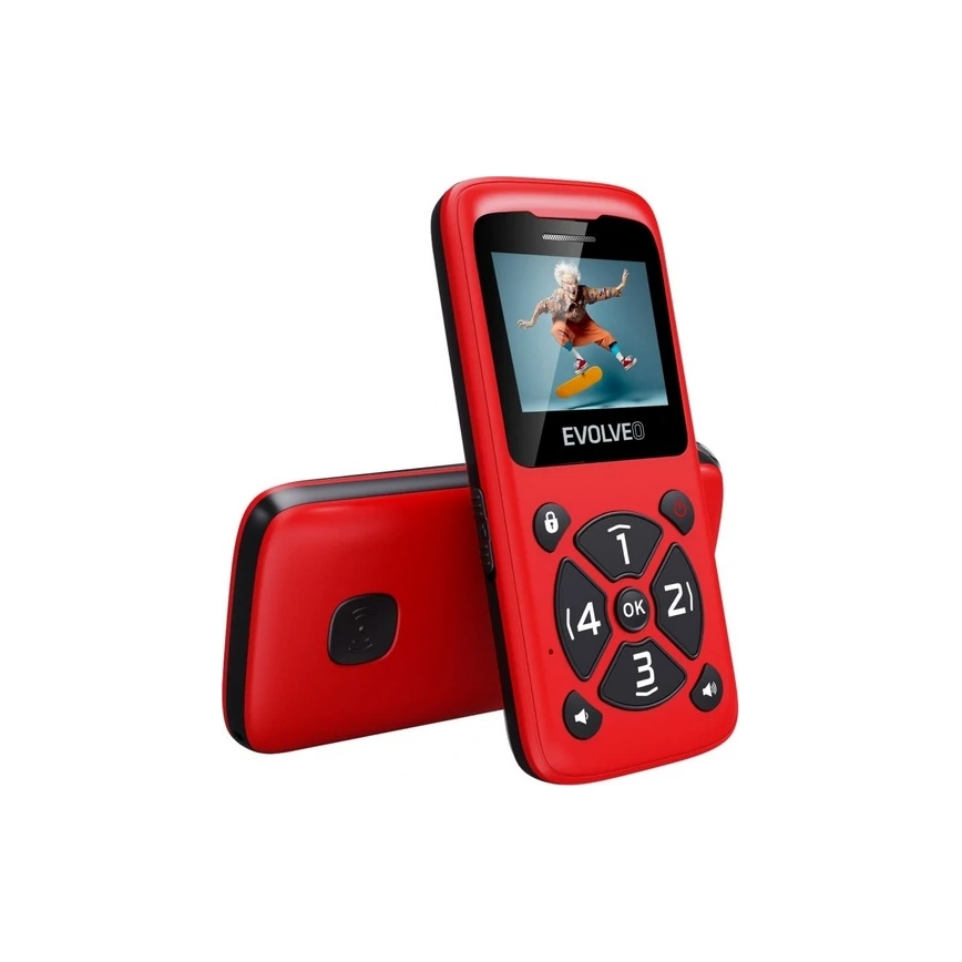 Evolveo - EasyPhone ID sarkans mobilais tālrunis senioriem
