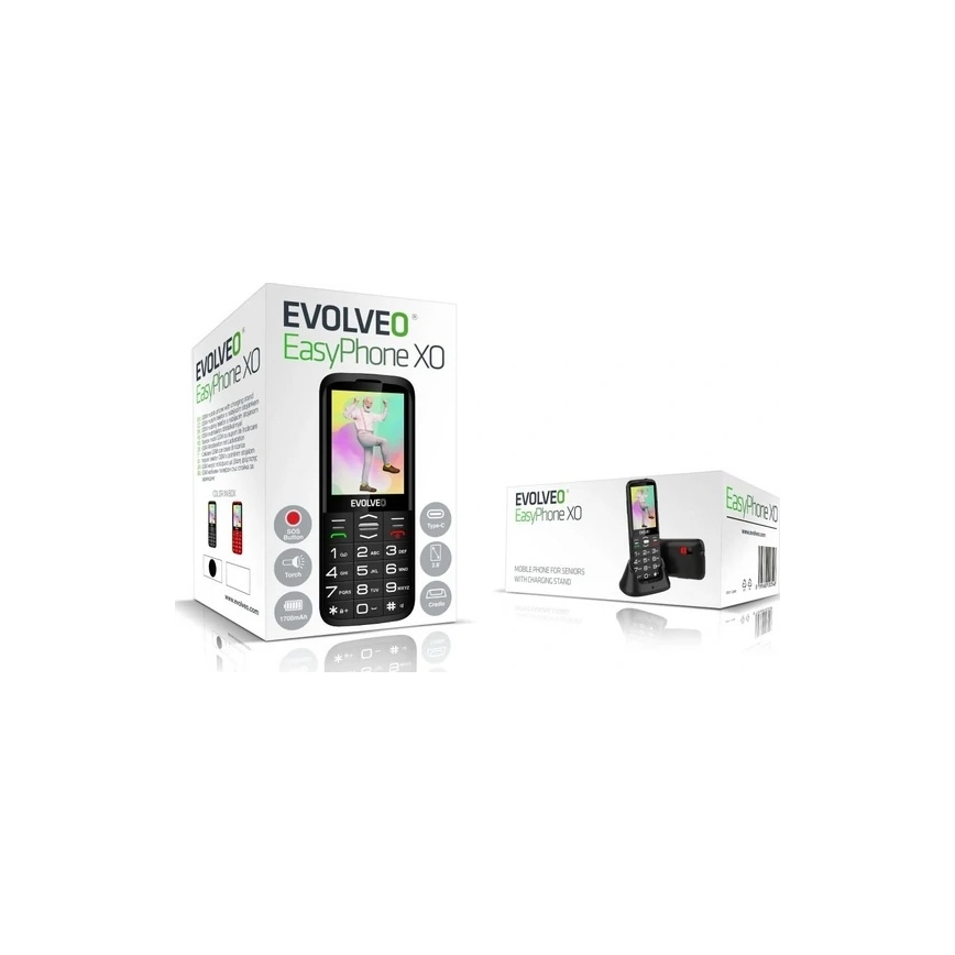Evolveo - EasyPhone XO, mobilais tālrunis senioriem, melns
