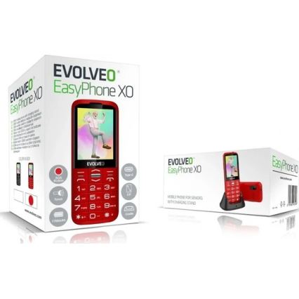 Evolveo - EasyPhone XO, sarkans mobilais tālrunis senioriem