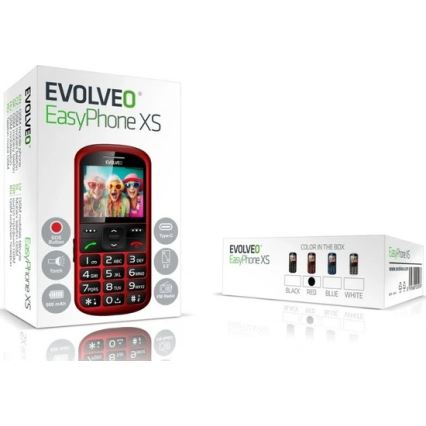 Evolveo - EasyPhone XS, mobilais tālrunis senioriem, sarkans