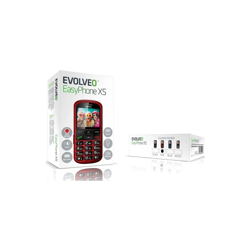 Evolveo - EasyPhone XS, mobilais tālrunis senioriem, sarkans