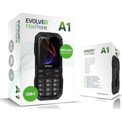 Evolveo - MaxPhone A1 taustiņtālrunis ar divām SIM kartēm, melns