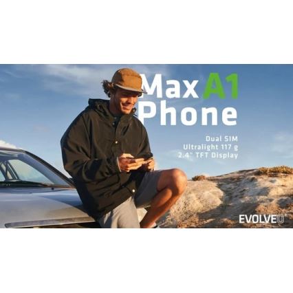 Evolveo - MaxPhone A1 taustiņtālrunis ar divām SIM kartēm, melns