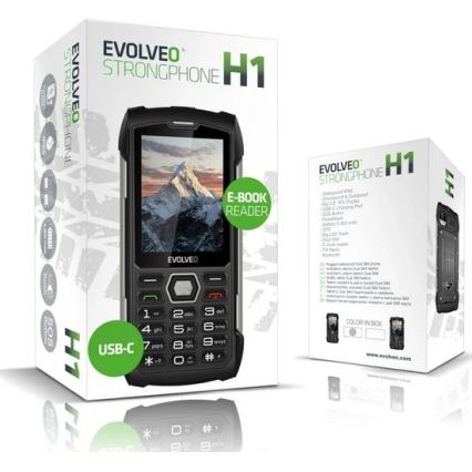 Evolveo - StrongPhone H1, ūdensizturīgs Dual SIM tālrunis, melns - pelēks