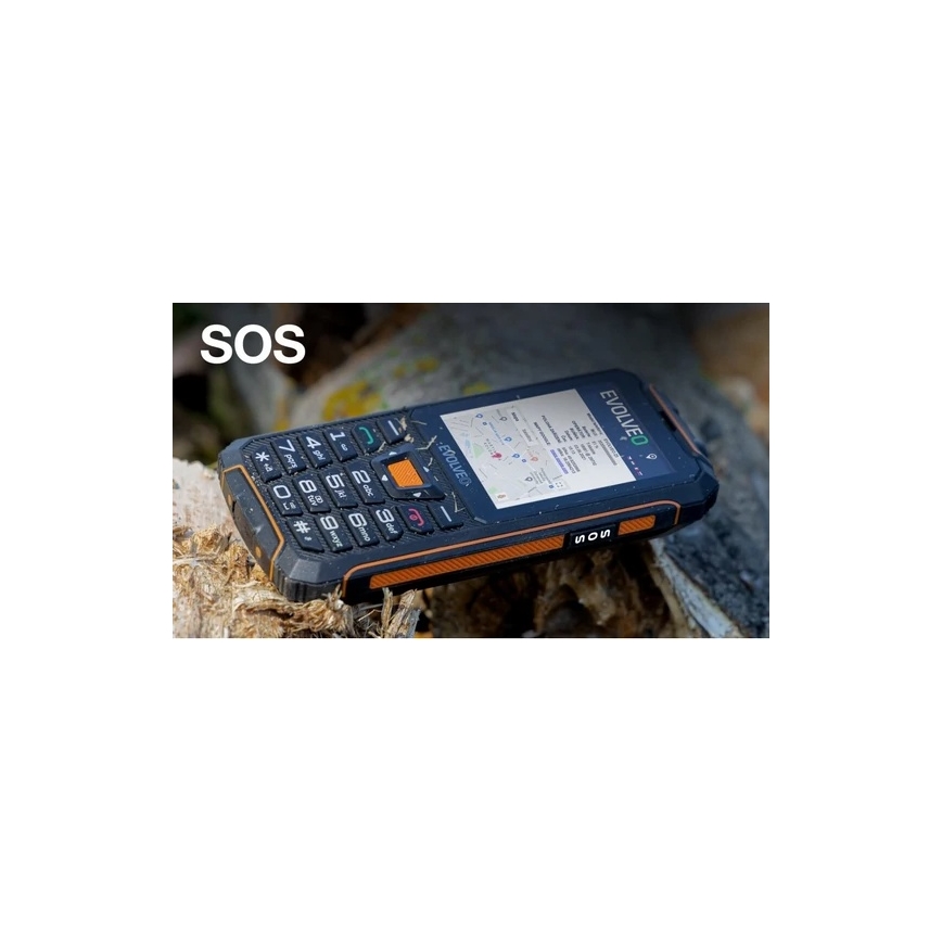 Evolveo - StrongPhone Z6, ūdensizturīgs divu SIM karšu tālrunis, melns/oranžs