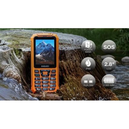 Evolveo - StrongPhone Z6 ūdensizturīgs divu SIM karšu telefons, oranžs
