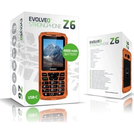 Evolveo - StrongPhone Z6 ūdensizturīgs divu SIM karšu telefons, oranžs
