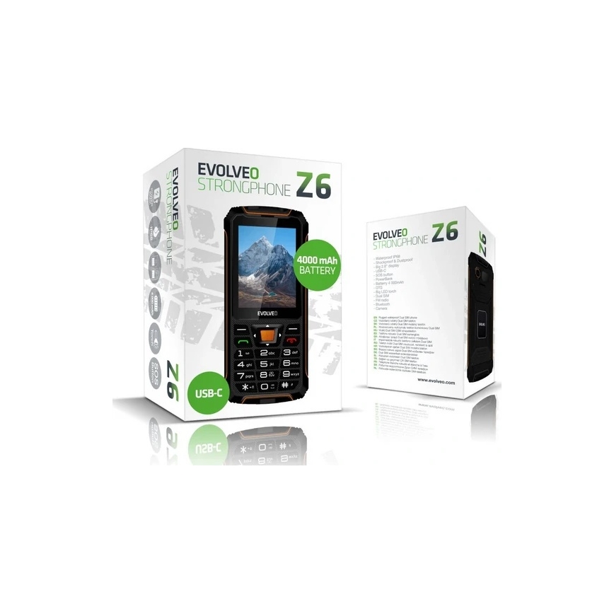 Evolveo - StrongPhone Z6 ūdensizturīgs Dual SIM tālrunis melns/oranžs