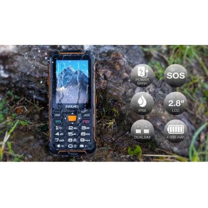 Evolveo - StrongPhone Z6 ūdensizturīgs Dual SIM tālrunis melns/oranžs