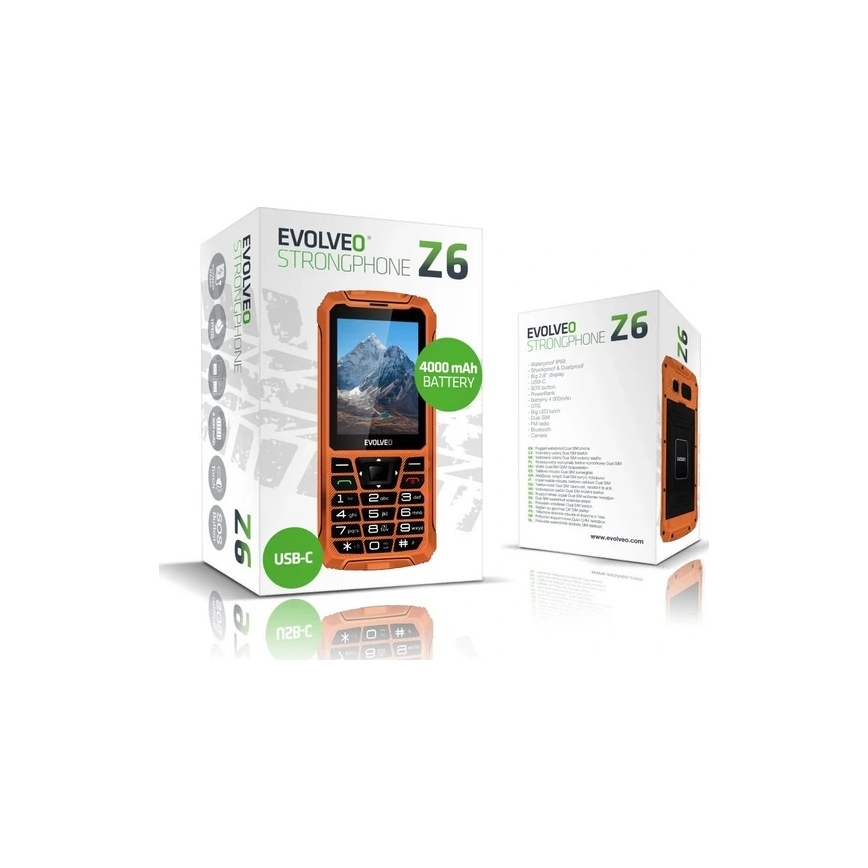 Evolveo - StrongPhone Z6, ūdensizturīgs Dual SIM tālrunis, oranžs