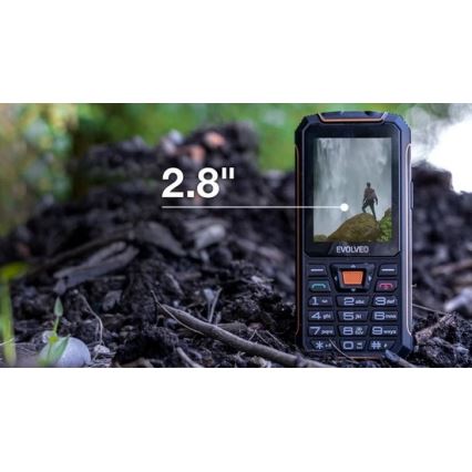 Evolveo - StrongPhone Z6, ūdensizturīgs Dual SIM telefons, melni-oranžs